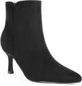Coutgo Womens Kitten Heel Booties Pointed Toe Ankle Boots - Dressy low