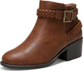 Women's Wide Width Ankle Boots in Black Brown - Low Block Heel