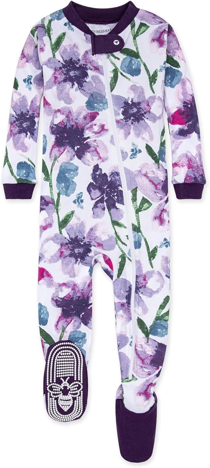 Burt's Bees Baby Girls' 100% Organic Cotton Zip PJs