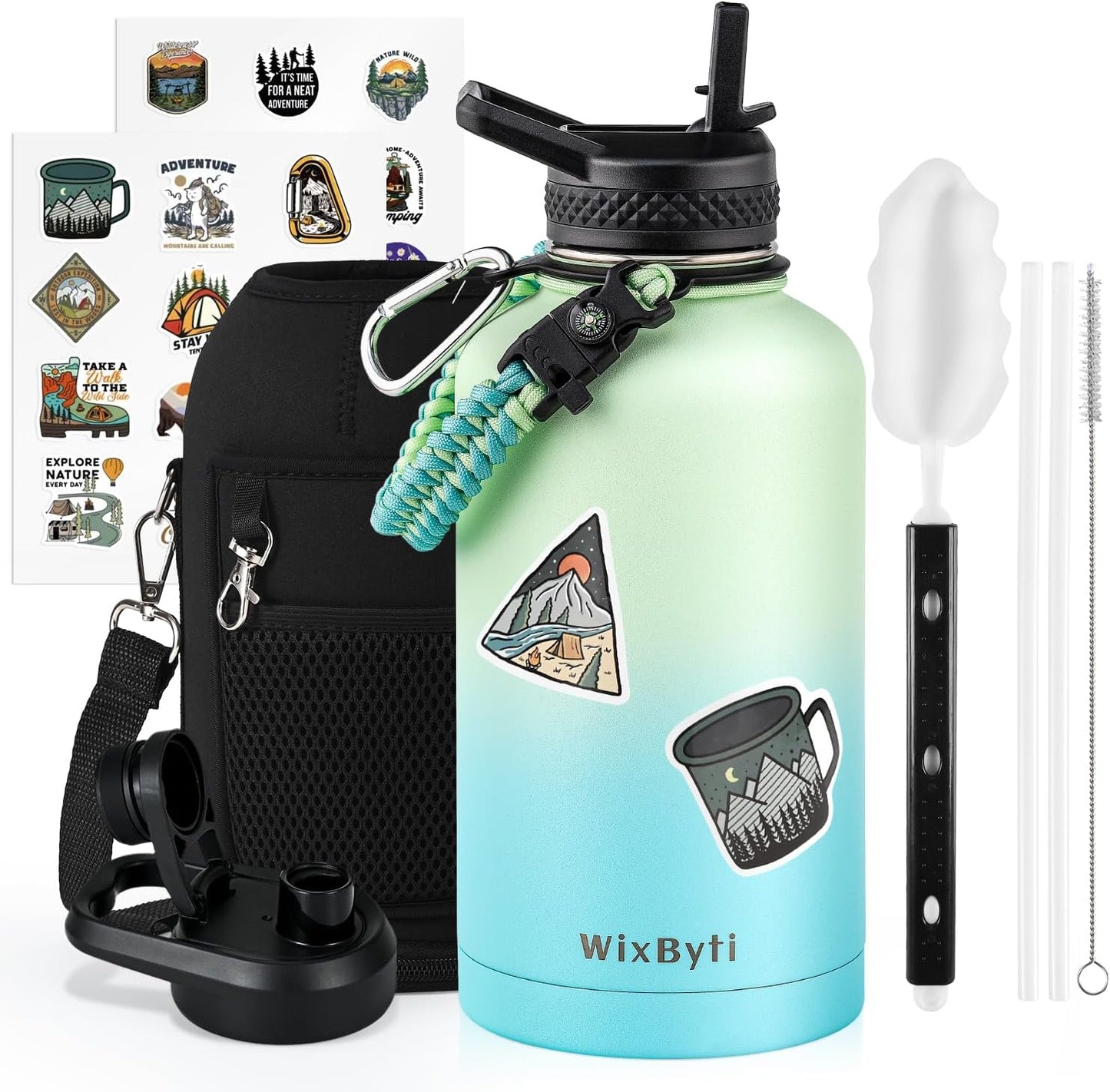 64 oz Insulated Water Bottle with Straw for Ultimate Hydration