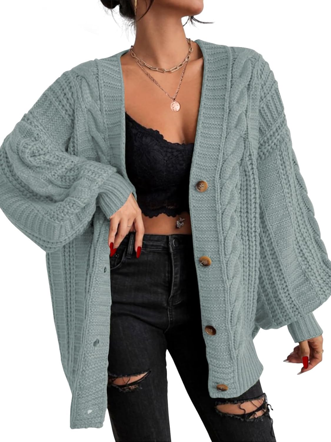 EXLURA Womens Oversized Cardigan Sweaters for Fall Winter Style