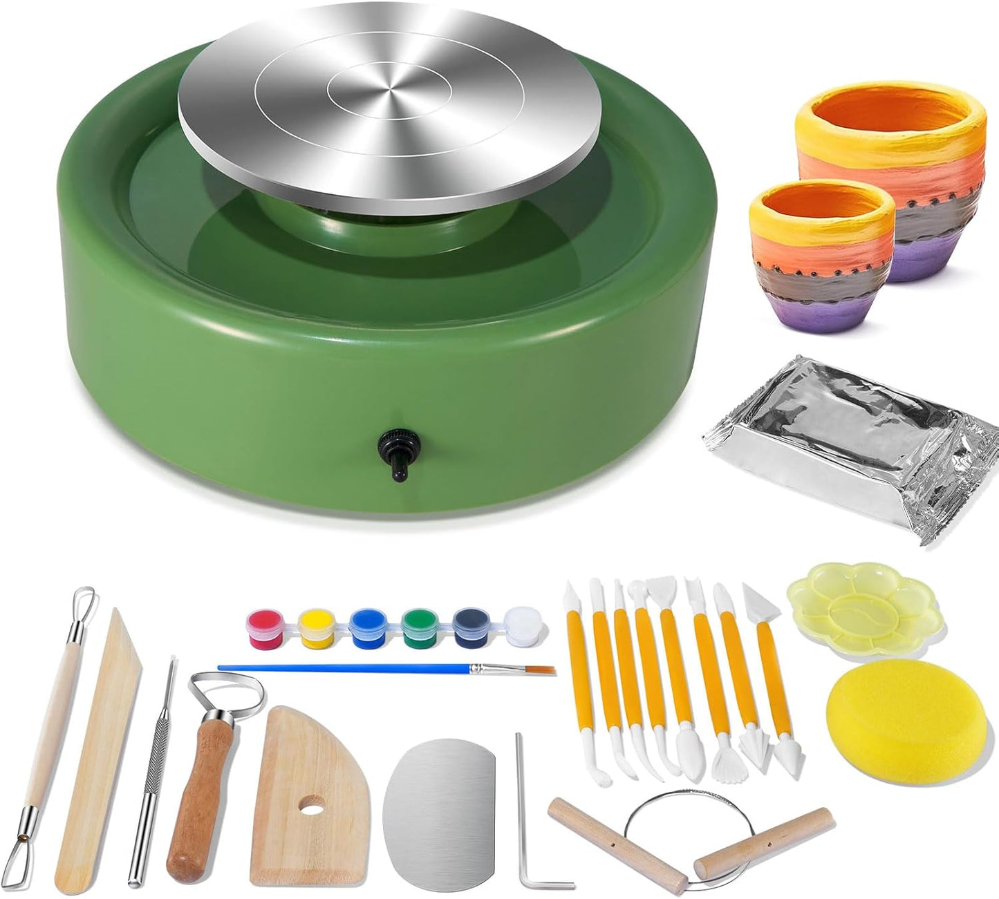 Mini Pottery Wheel Kit for Kids and Adults - 6 Inch Crafting Tool