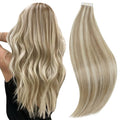 RUNATURE 22 in Tape in Hair Extensions Ash Brown Highlight Platinum