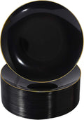 Nervure 100PCS Black and Gold Plastic Plates for Every Occasion