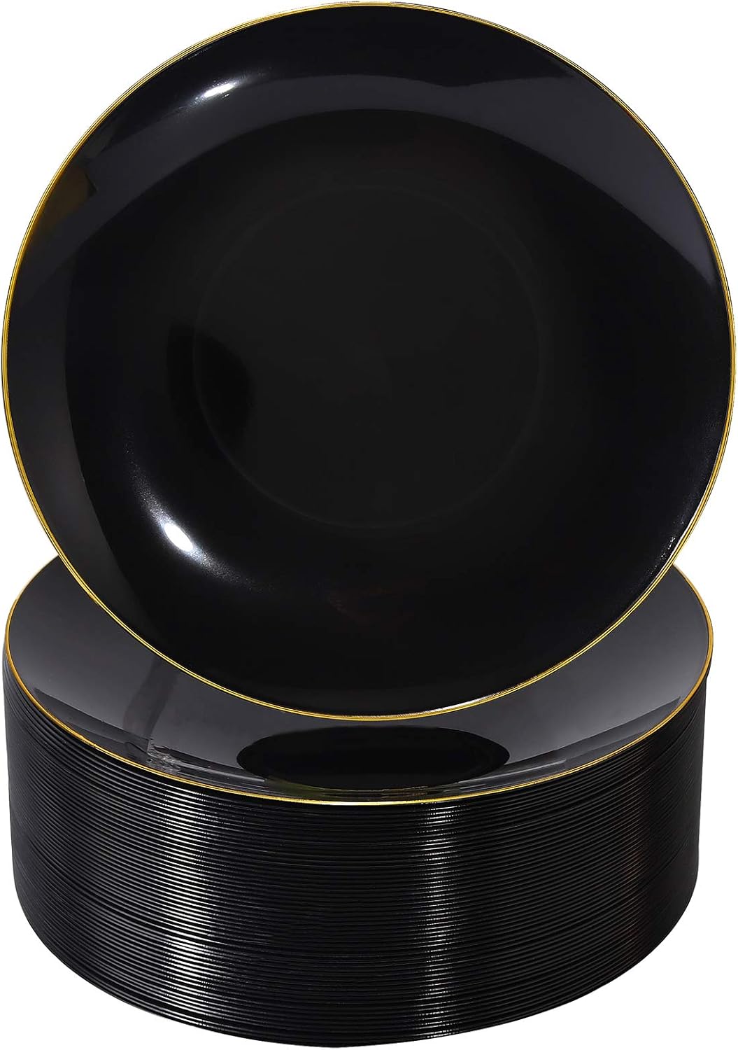 Nervure 100PCS Black and Gold Plastic Plates for Every Occasion