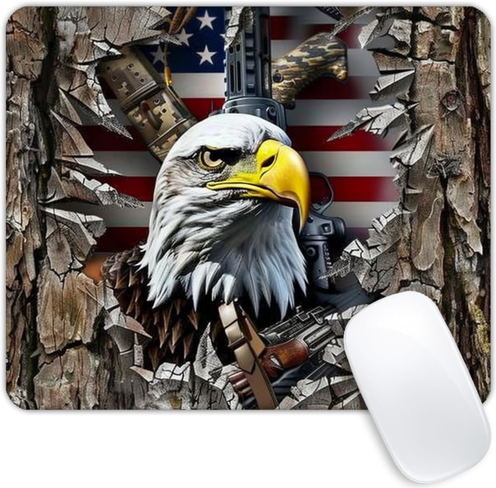 Custom American Flag Eagle Mouse Pad - Anti-Slip & Washable!