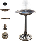 VINGLI 28 in Bird Bath with Solar Fountain - Antique Copper Look