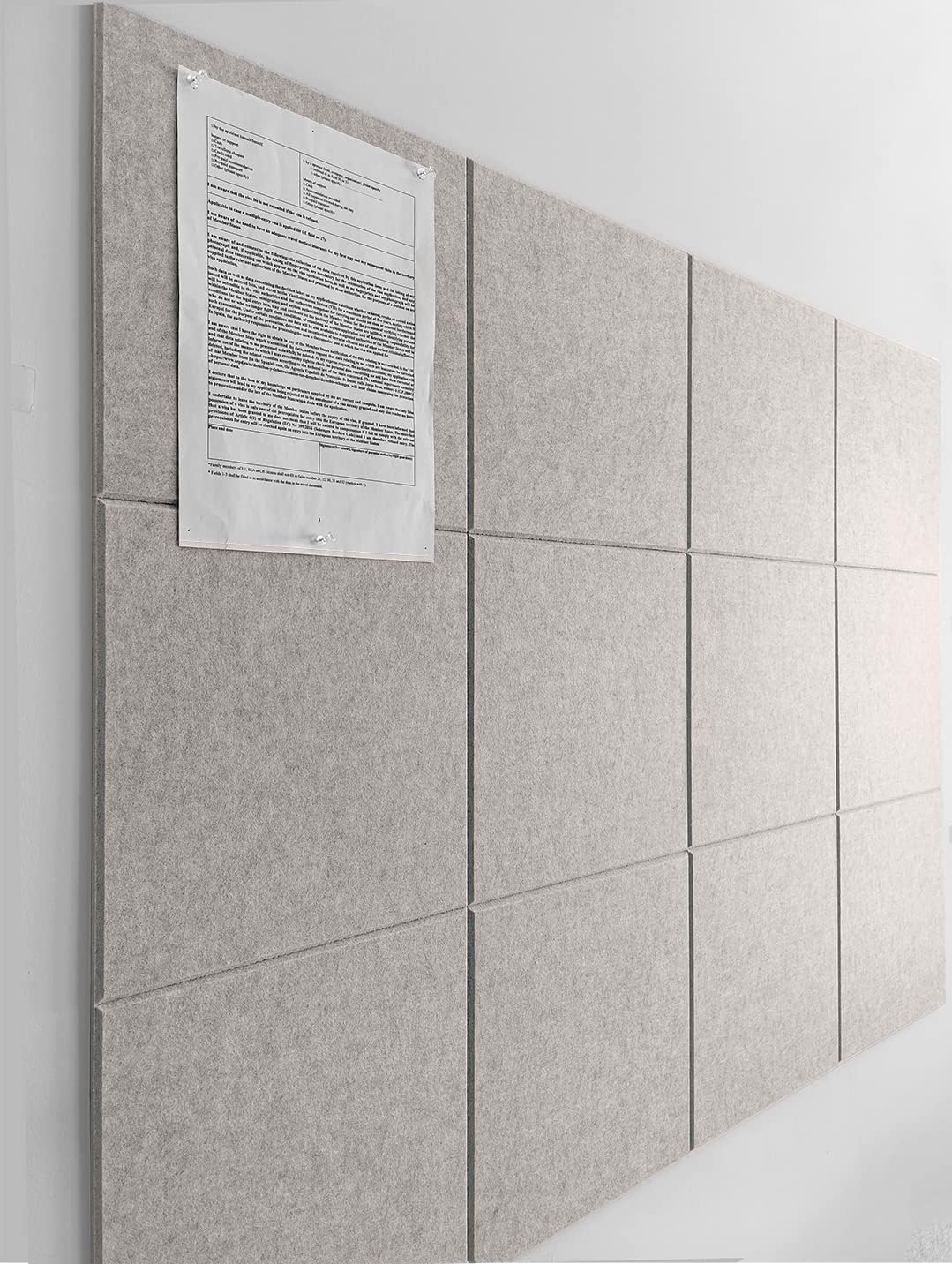 Large Cork Board Alternative - 12 Pack Felt Wall Tiles for Home