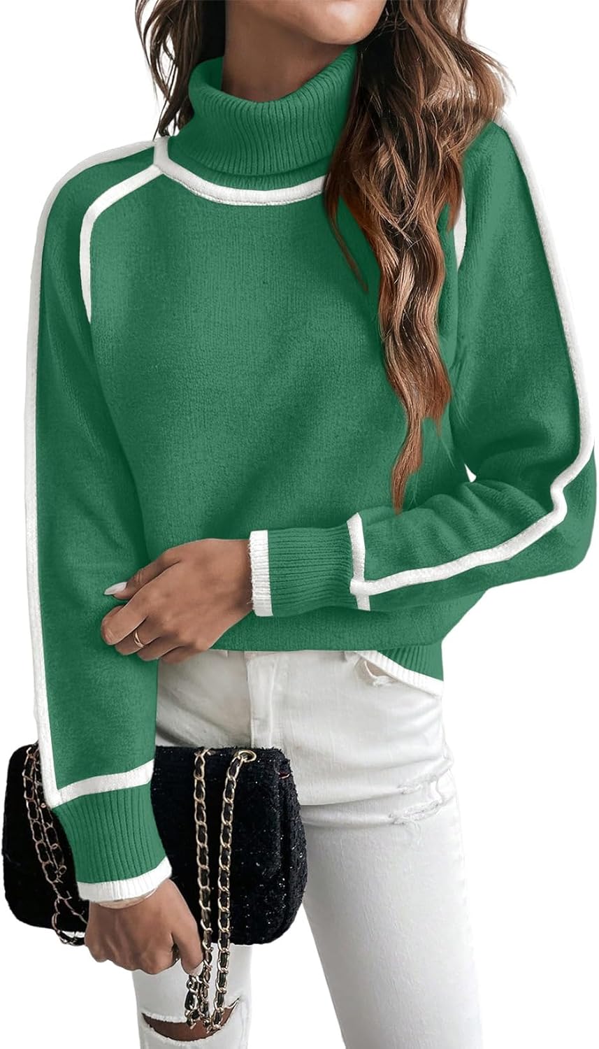 EVALESS Fall Sweaters for Women Trendy Cozy Turtleneck Tops