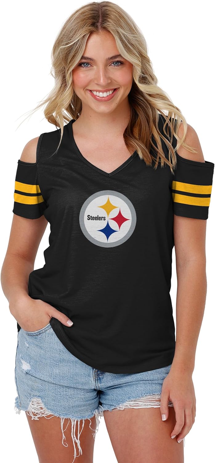 FOCO Women's NFL Ladies Fashion Cold Shoulder Top Shirt Review