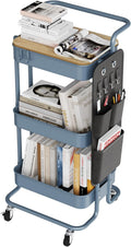 DTK 3 Tier Metal Utility Rolling Cart with Table Top - Space Saving