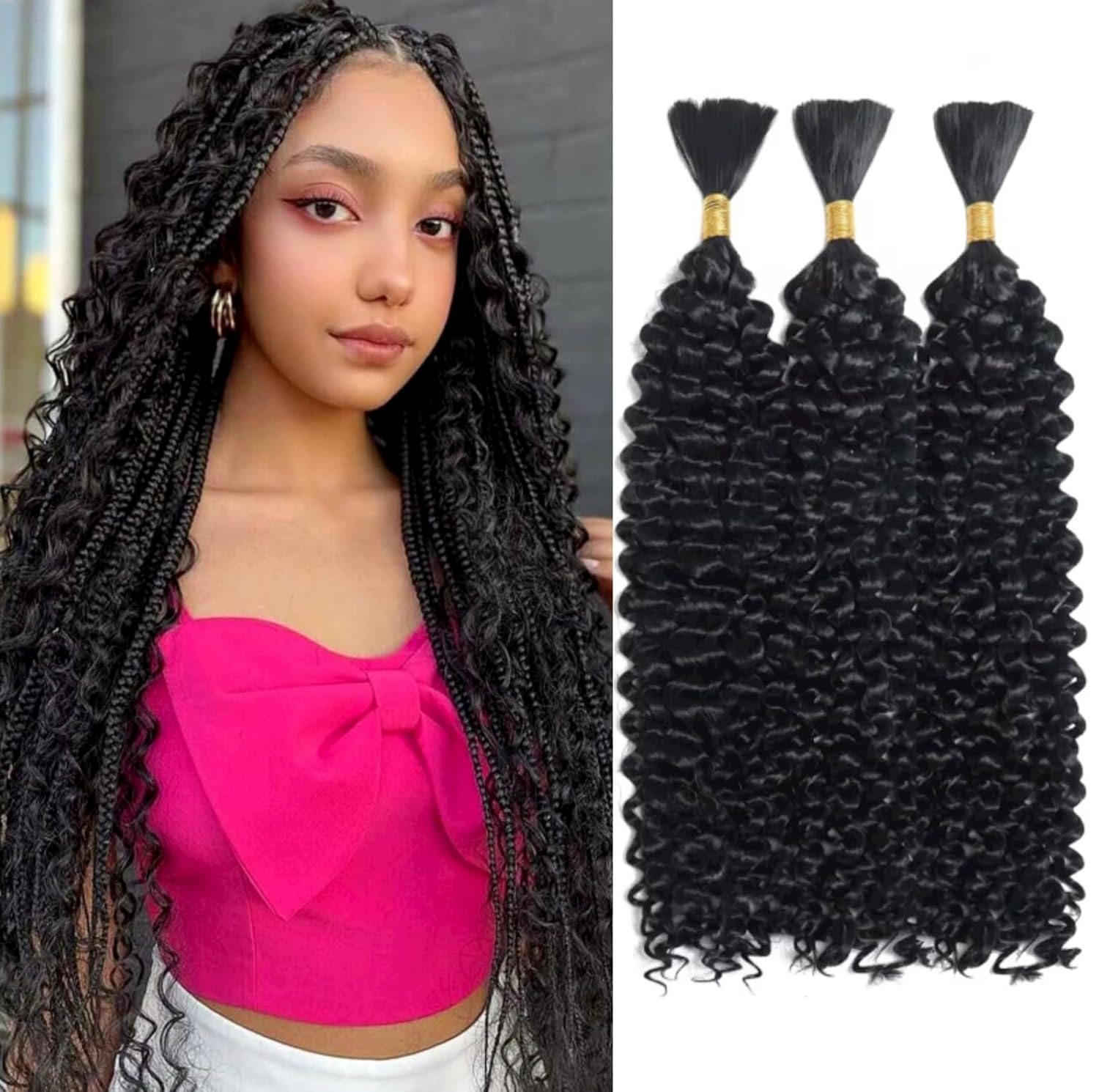 Deep Wave Human Braiding Hair for Boho Braids 14 16 18 Inch