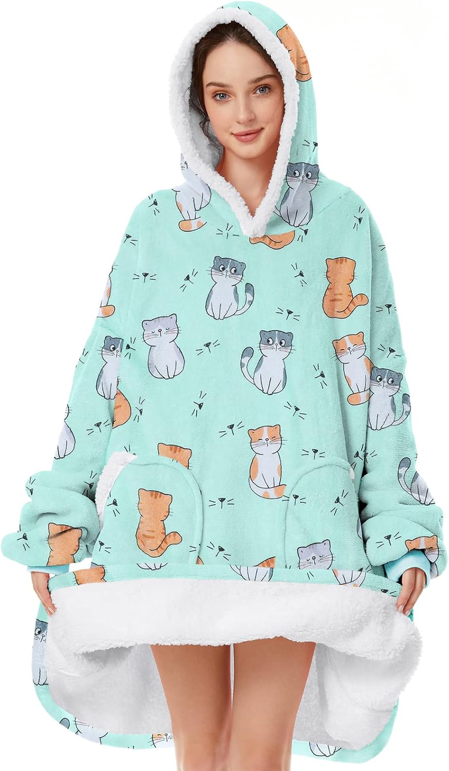 Oversized Sherpa Hoodie Blanket - Ultimate Coziness