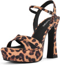 Leopard Platform Heels for Women Chunky 12 cm High Sandals