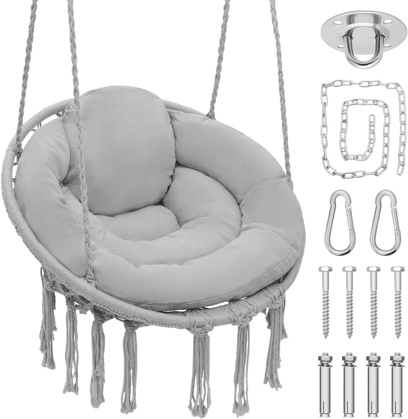 Boho Bliss: Magshion Hammock Chair with Full Cushion & 350lbs Capacity