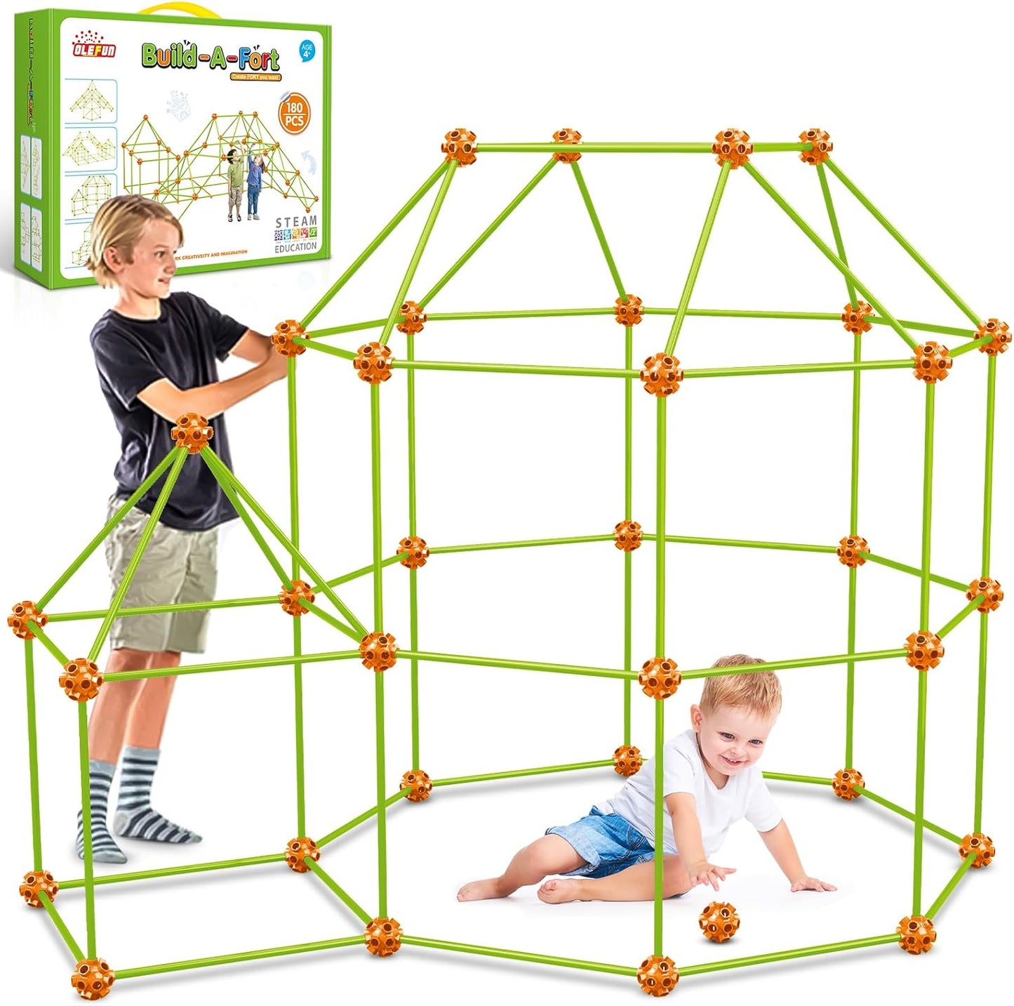 OleFun 180 Pack Fort Building Kits for Creative Kids Fun