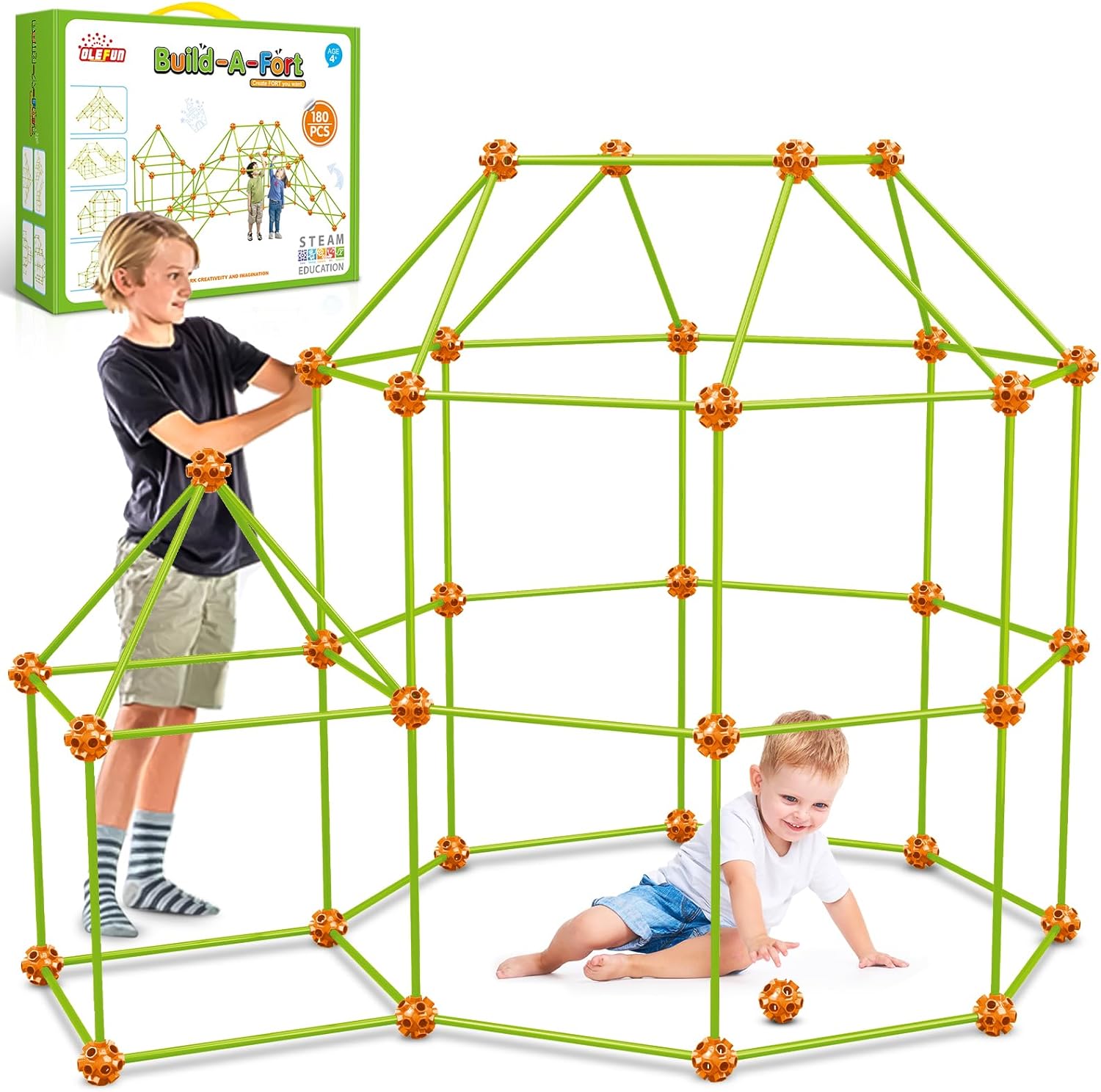 OleFun 180 Pack Fort Building Kits for Creative Kids Fun
