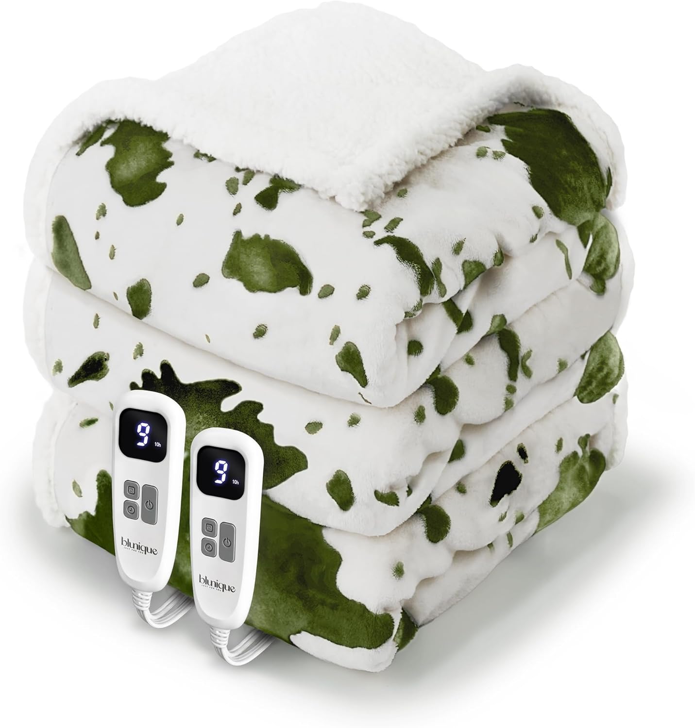 Cow Print Heated Electric Blanket King Size with Dual Control