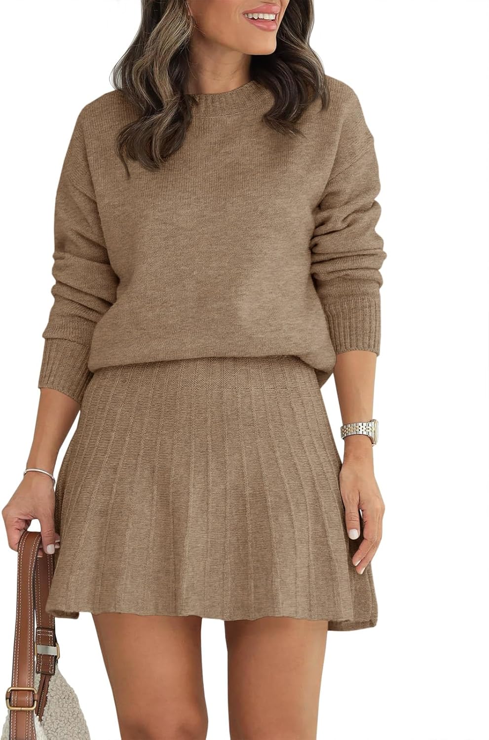 Tankaneo Womens Skirt 2 Piece Sweater Set for Stylish Comfort