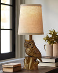 14.25 in Small Table Lamp for Living Room with Gold Owl Design