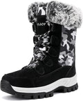 Womens Mid Calf Snow Boots Waterproof Lace Up - Warm & Lightweight