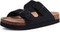 Platform Suede Women's Sandals with Adjustable Buckles - Soft Cork