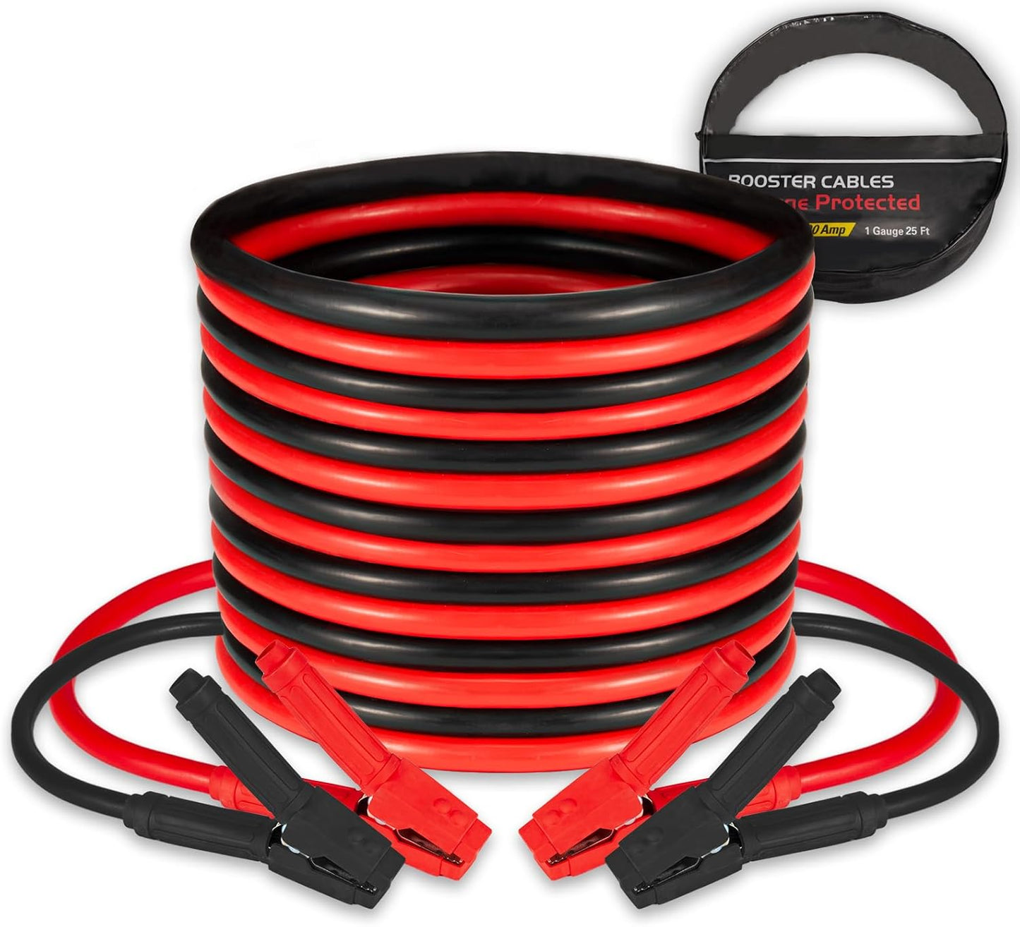 FIERYRED 1 Gauge 25 FT Quick Connect Jumper Cables for All Vehicles