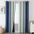 Navy Blue and Sage Green Ombre Blackout Curtains 102 in - 2 Panels