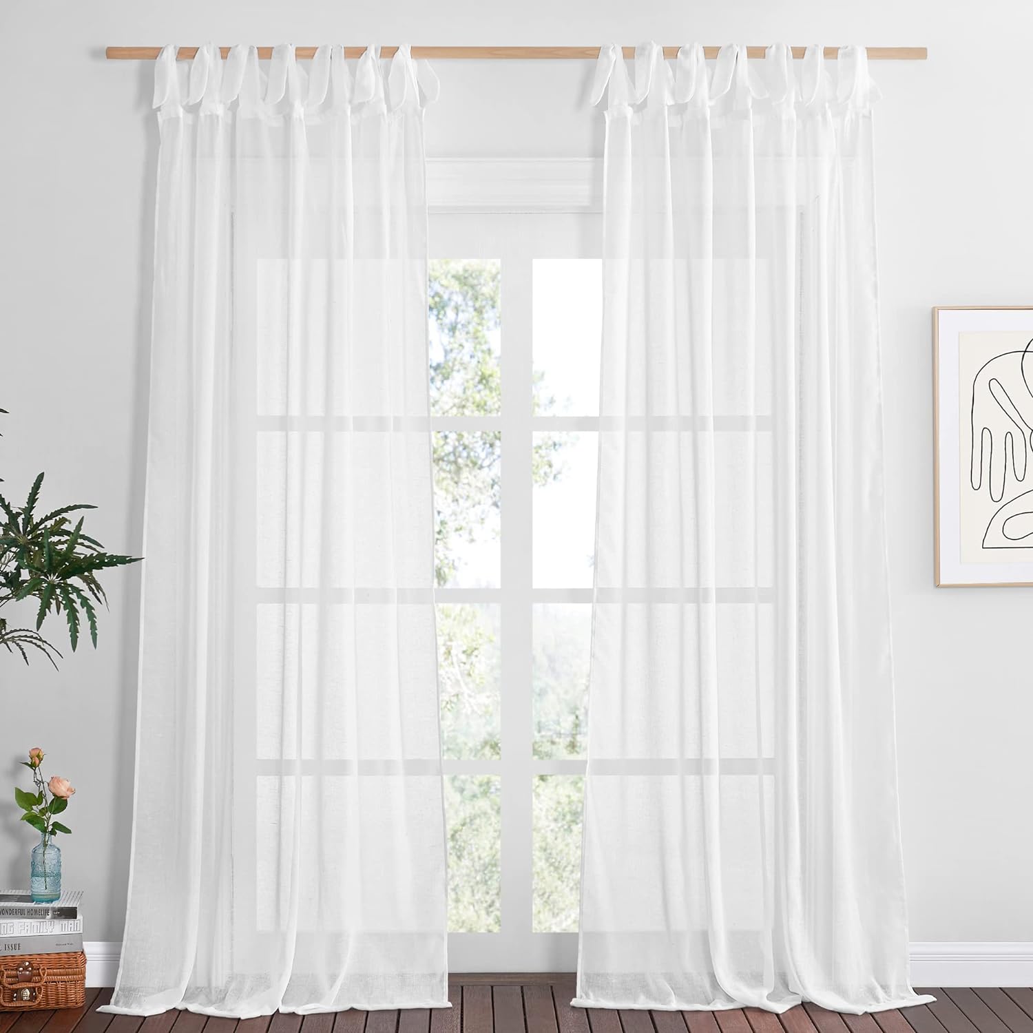 NICETOWN White Linen Sheer Curtains - Light Filtering Privacy Marvel