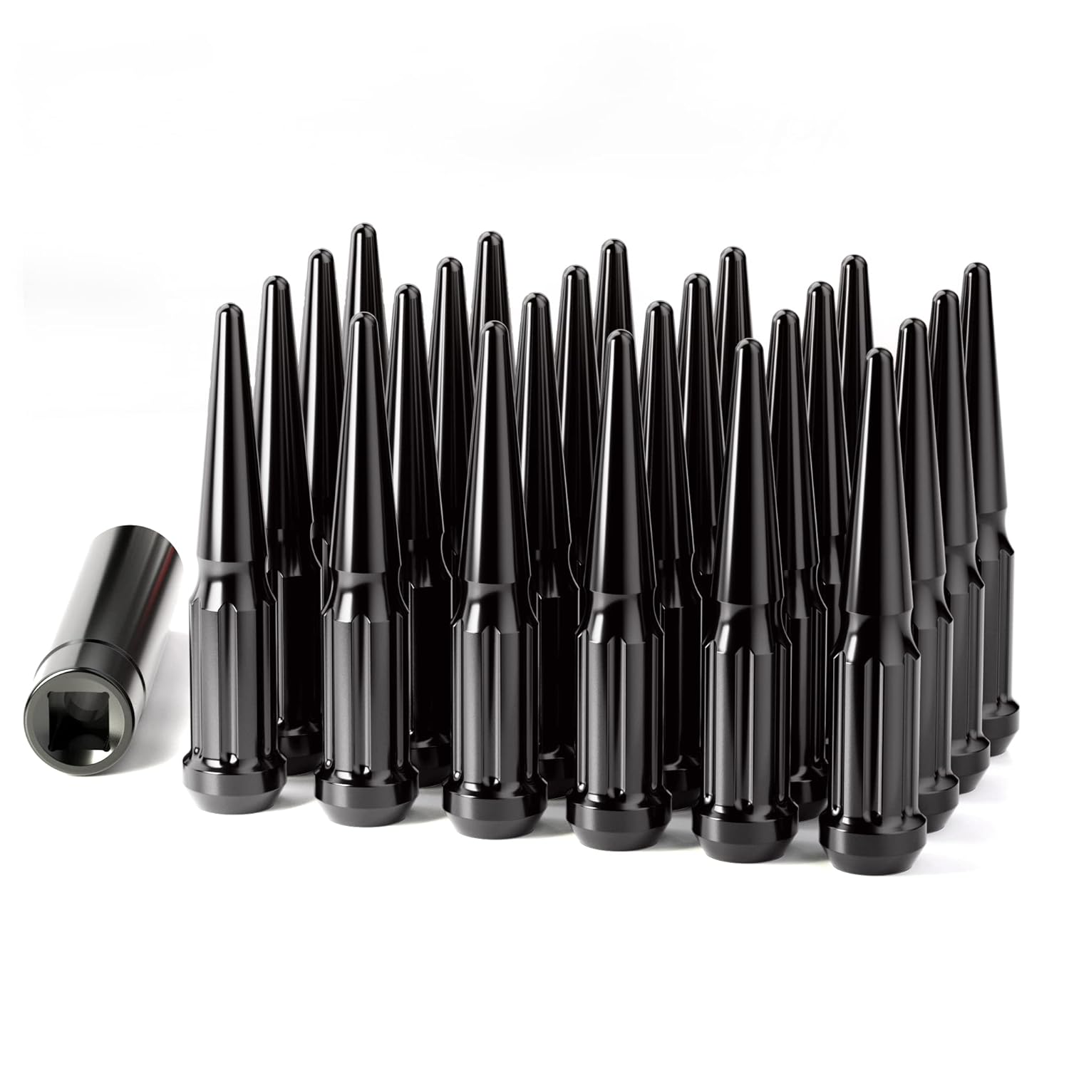 M14x1.5 Spike Lug Nuts Set of 24 for Chevy Dodge Ford Trucks
