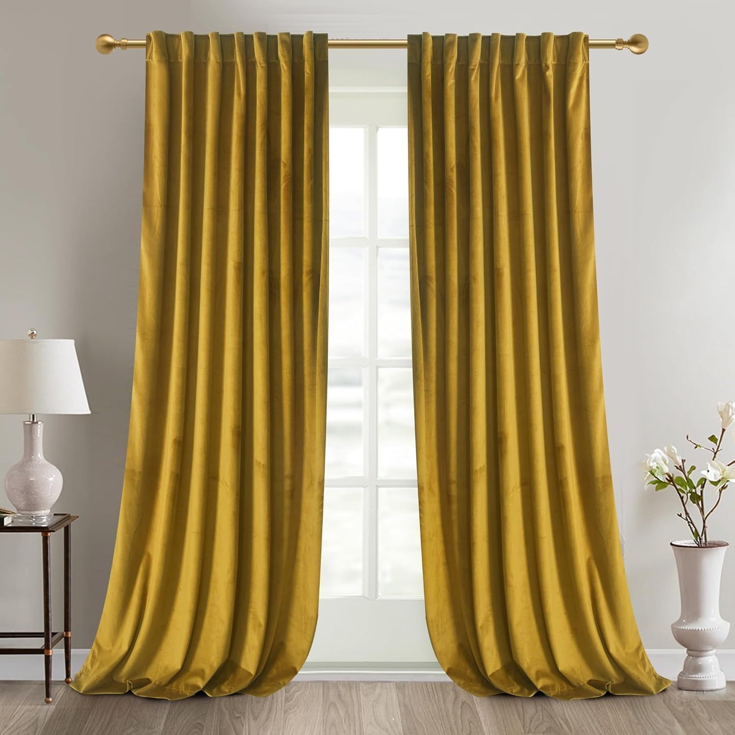 Luxury Soft Olive Yellow Velvet Curtains for Elegant Spaces