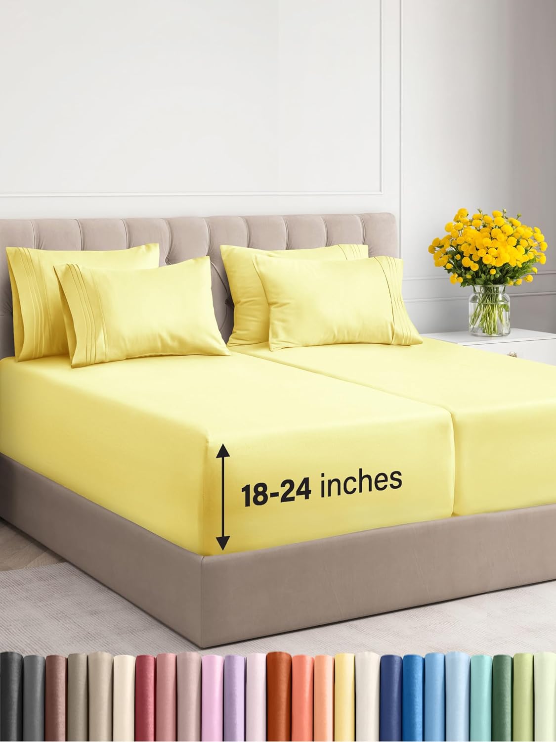 Hotel Luxury Cooling Split King Sheets - Deep Pocket, Wrinkle-Free