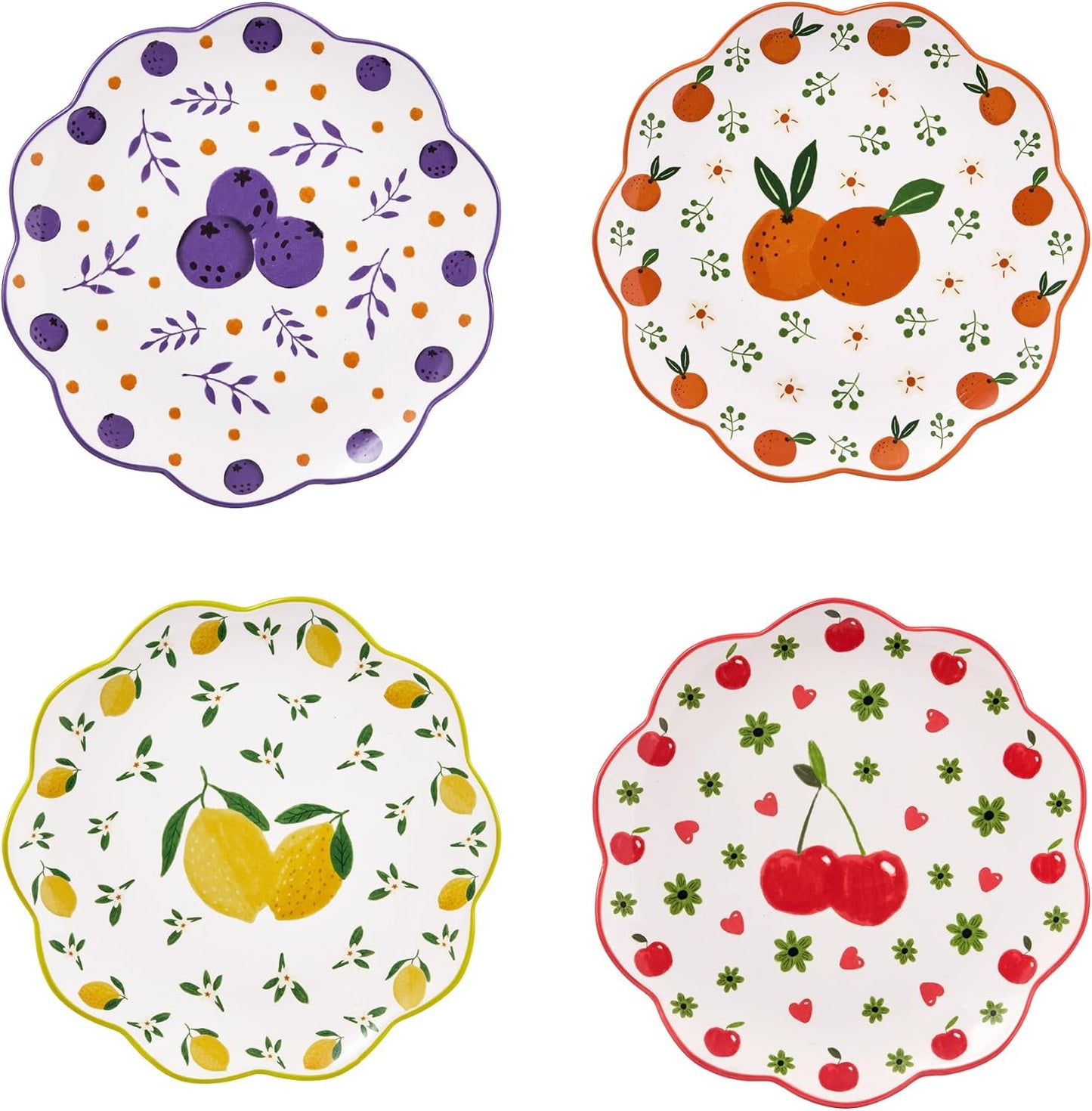 Bico Fruit Pop Scalloped Salad Plates Set of 4 for Every Meal