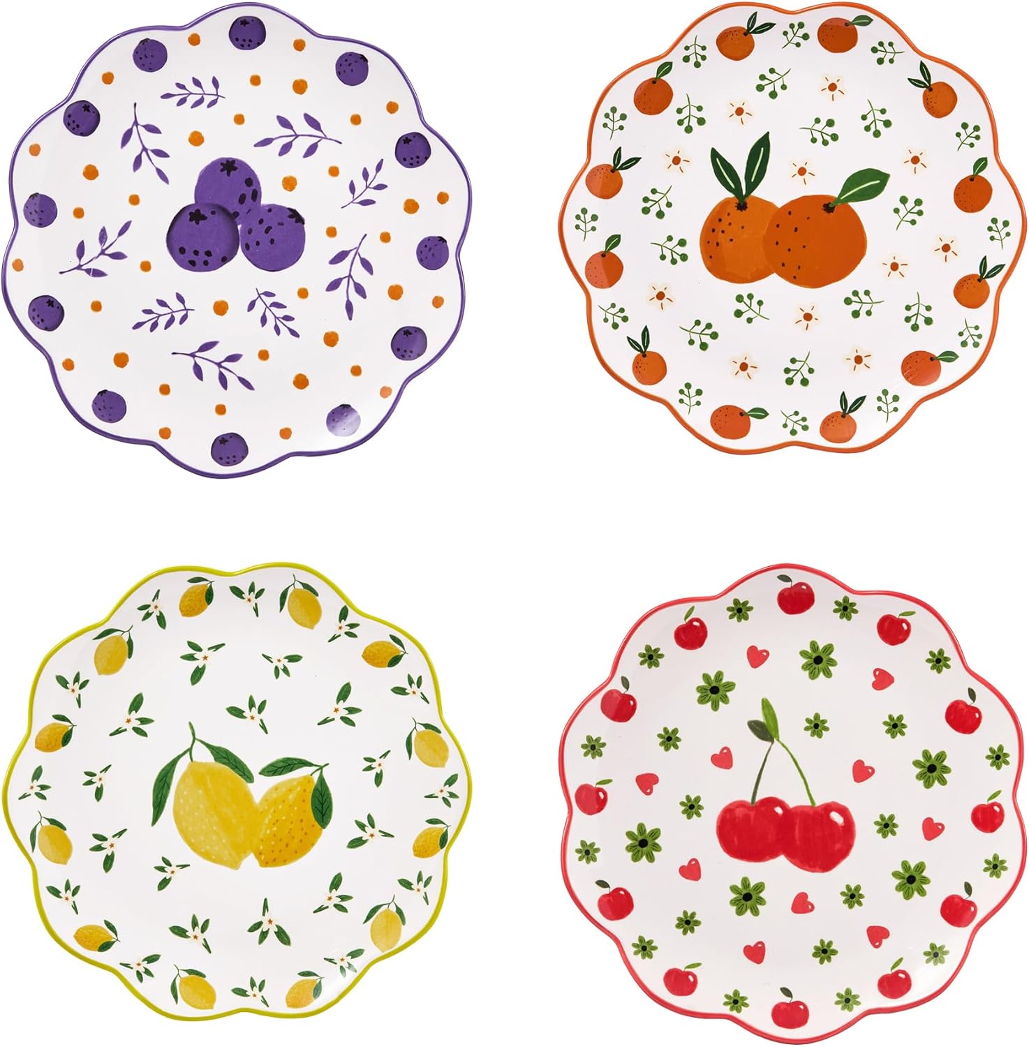 Bico Fruit Pop Scalloped Salad Plates Set of 4 for Every Meal