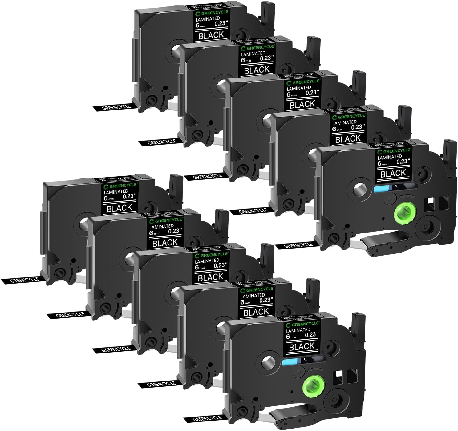 GREENCYCLE 10 Pack Compatible Ptouch Label Maker Tape 0.23 in