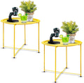 Garden 4 you Folding Round End Table - Portable Side Tray Table