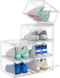 Upgrade Harder Solid Plastic Shoe Organizer 6 Pack - Clear Stackable