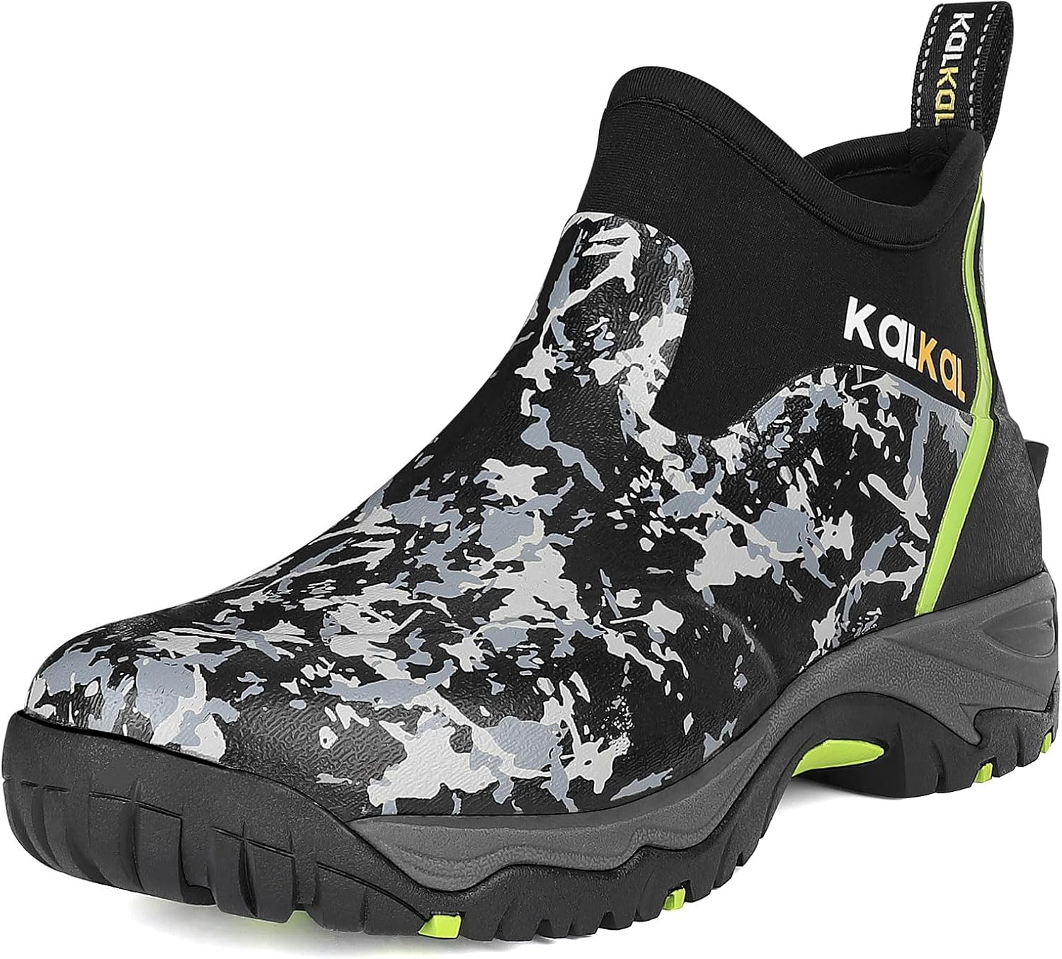 Kalkal Men's Waterproof Ankle Rain Boots for Outdoor Chores