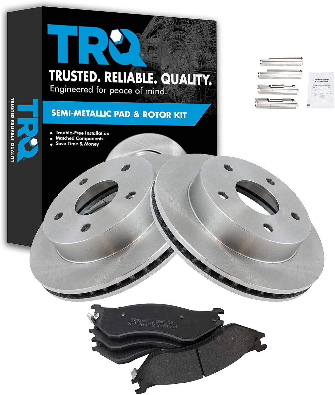 TRQ Front Brake Pad & Rotor Kit for 2000-2001 Dodge Ram 1500