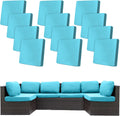 12 Pcs Stretch Patio Cushion Covers Sky Blue - Flexible Fit Refresh