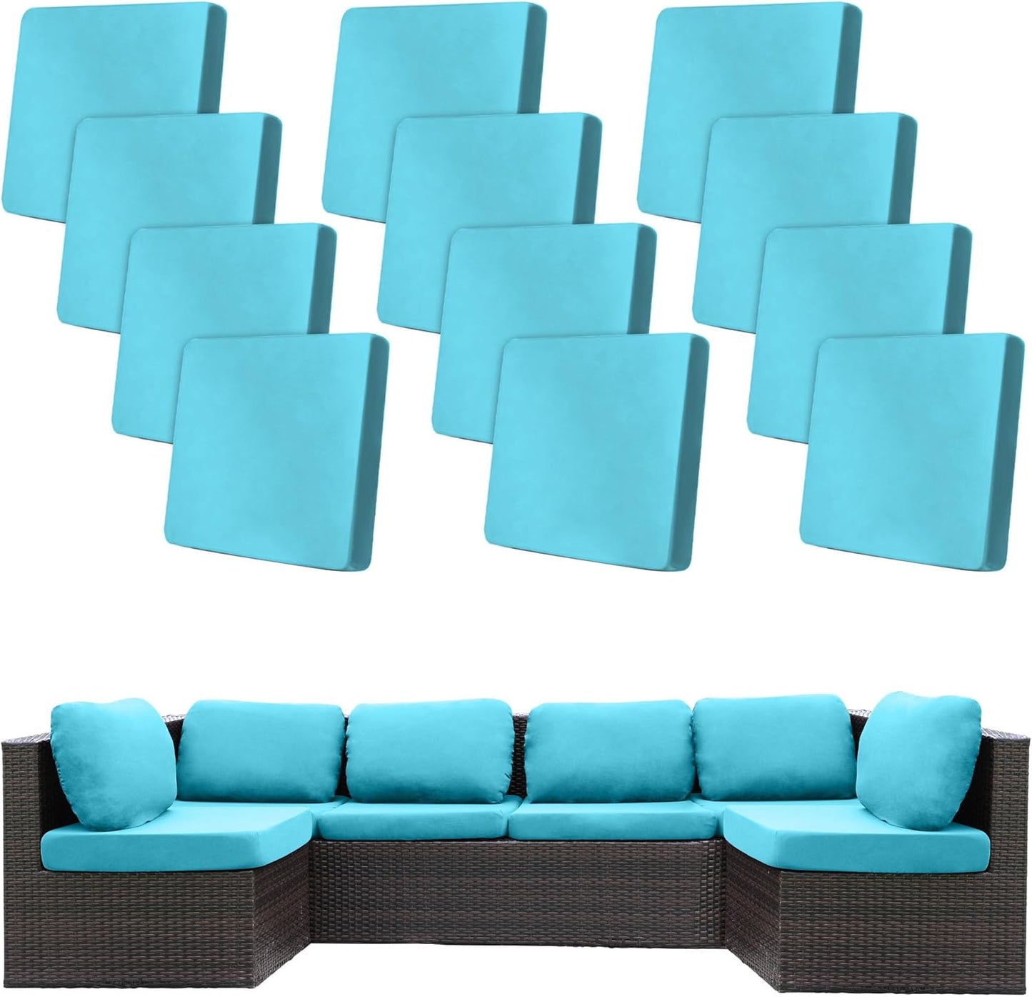12 Pcs Stretch Patio Cushion Covers for Outdoor Furniture Use