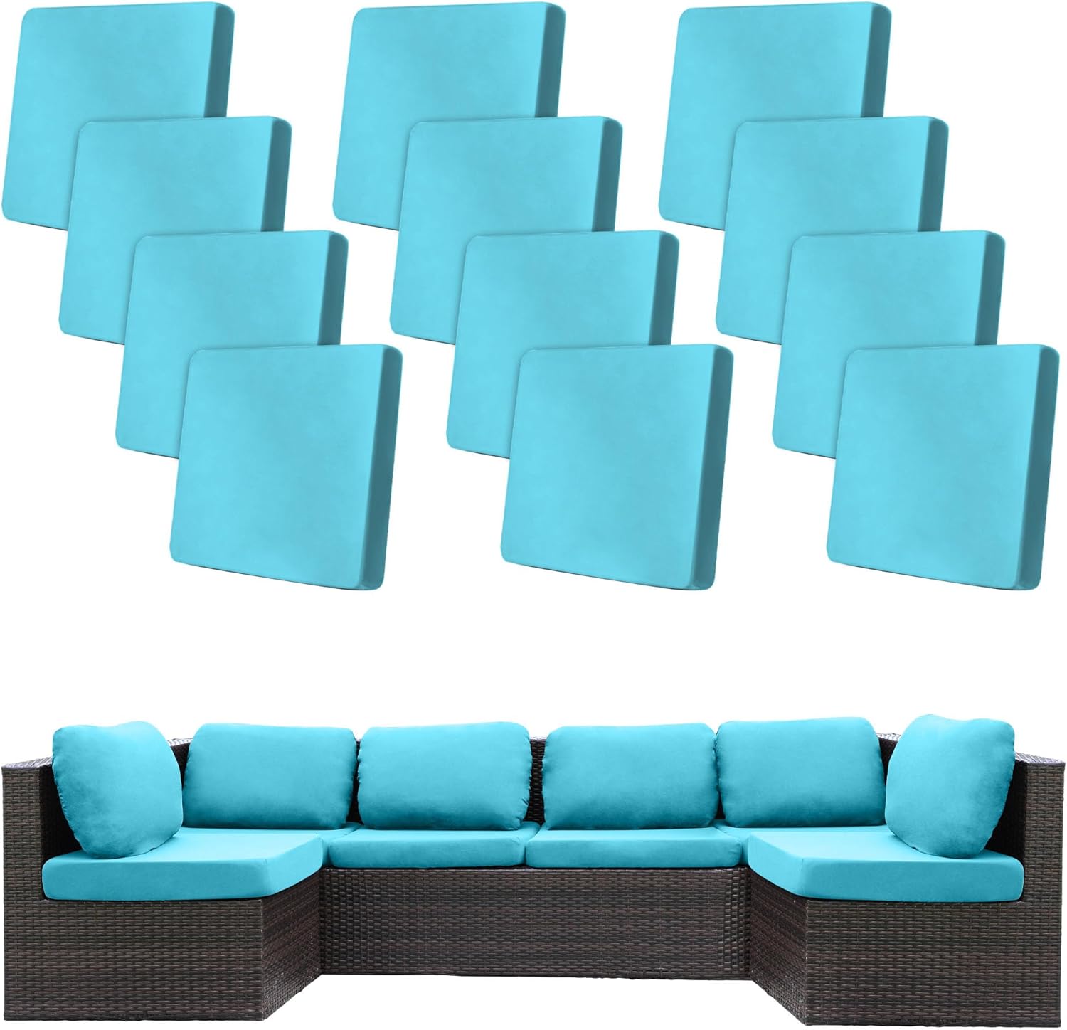 12 Pcs Stretch Patio Cushion Covers for Outdoor Furniture Use