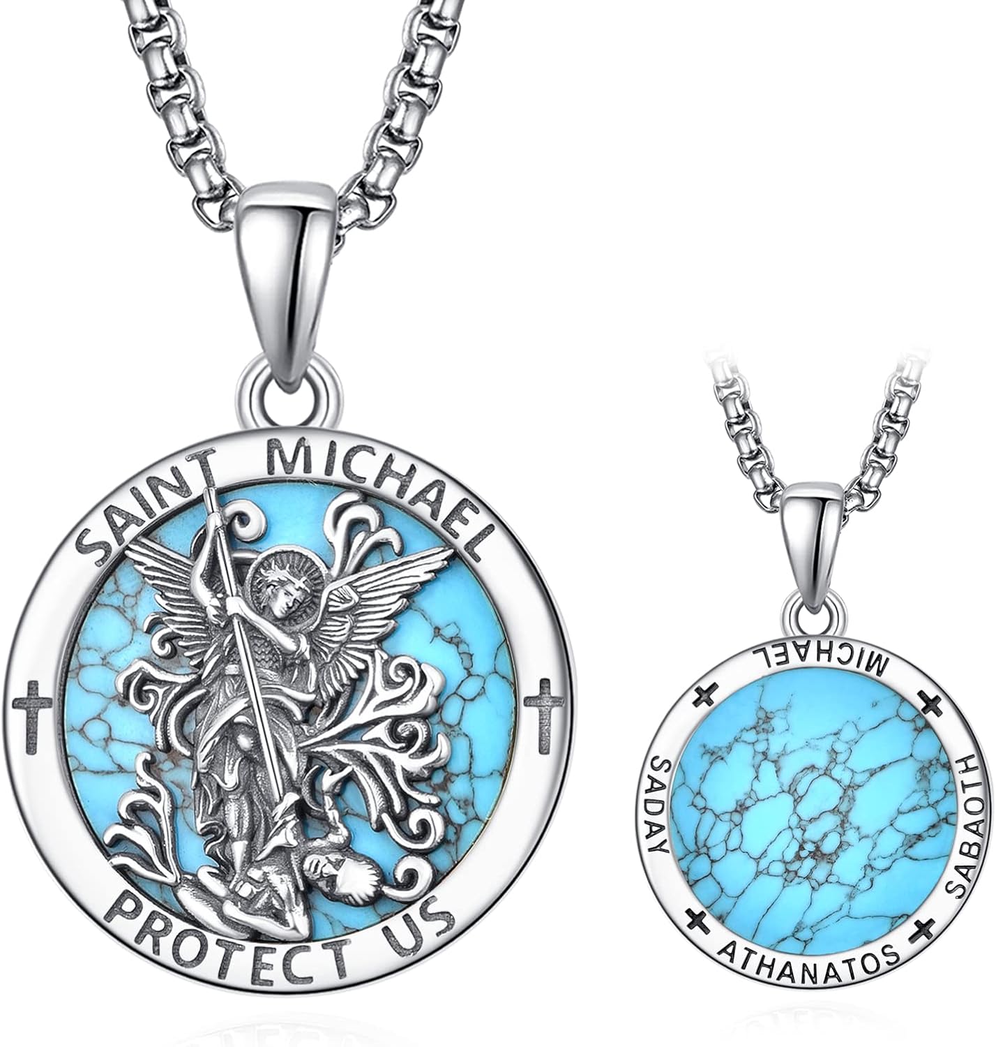925 Sterling Silver Patron Saint Medals Amulet Necklace for Men