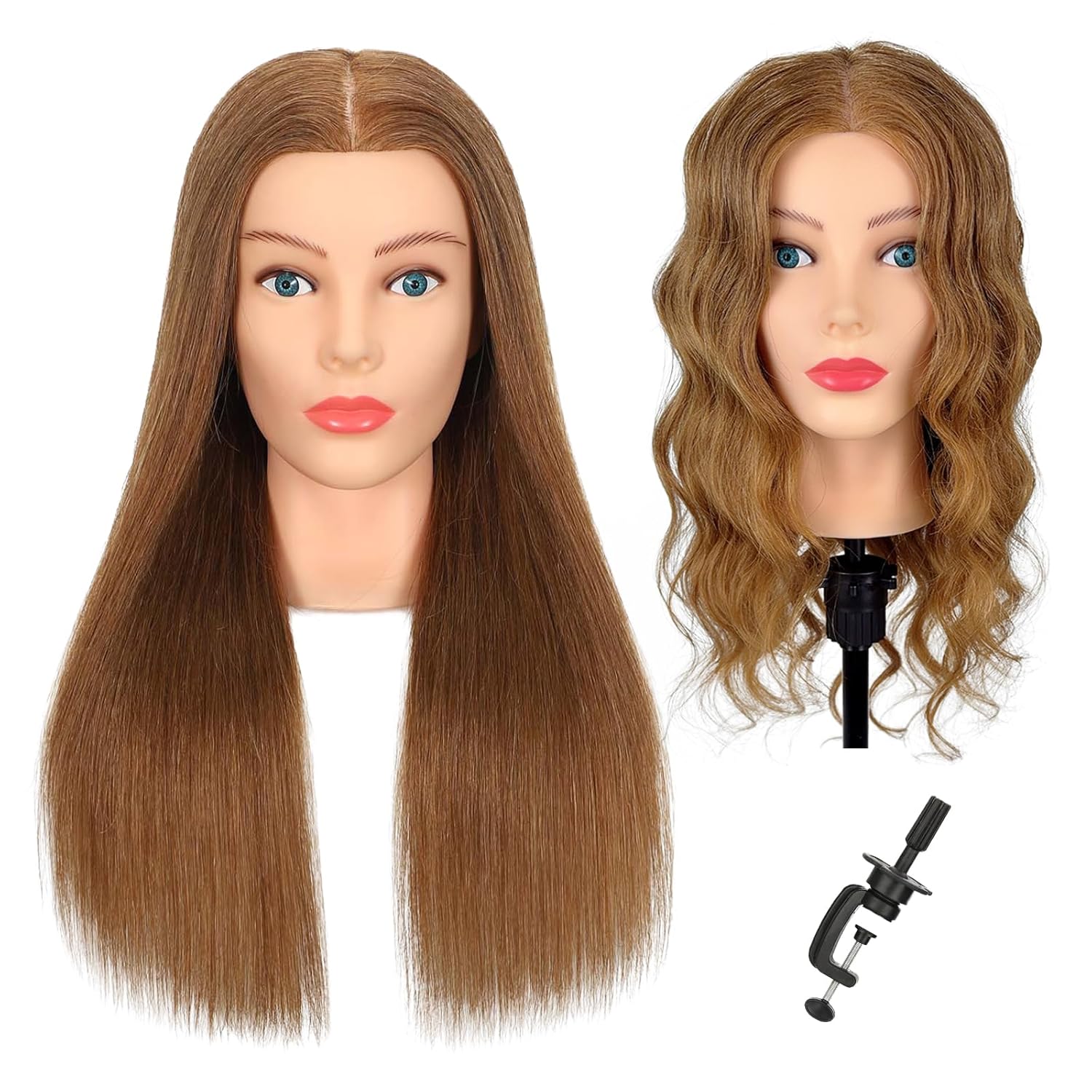 20-22 Inch Mannequin Head with Real Human Hair for Styling