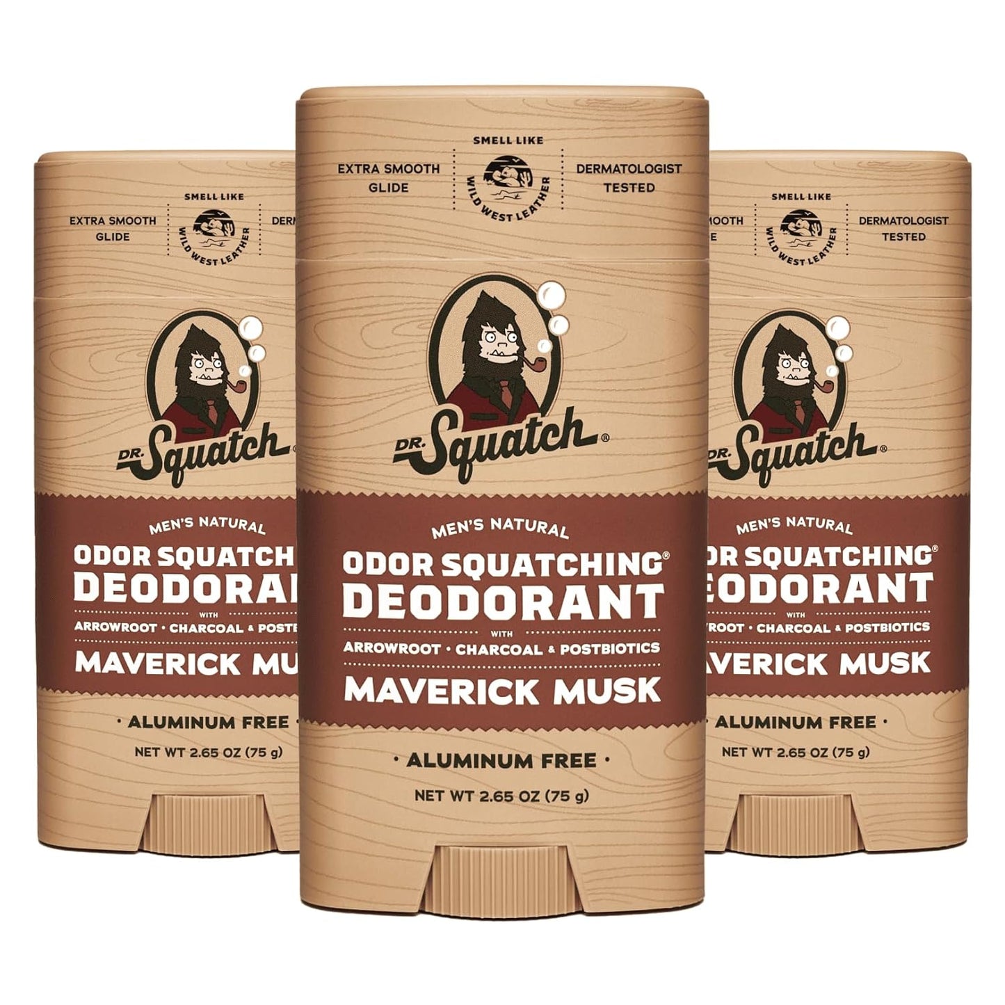 Dr. Squatch Natural Deodorant for Men - Maverick Musk 3-Pack