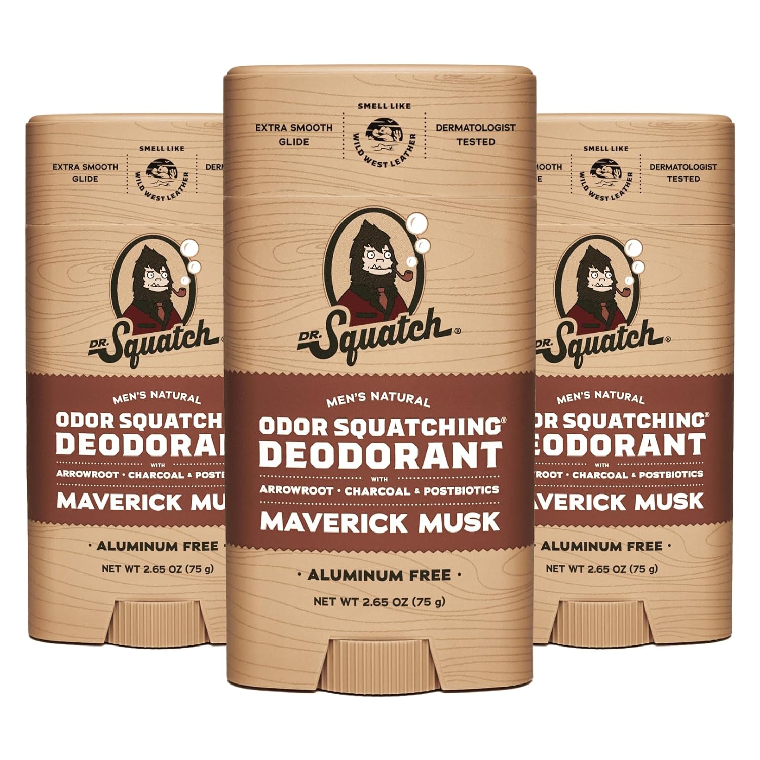 Dr. Squatch Natural Deodorant for Men - Maverick Musk 3-Pack