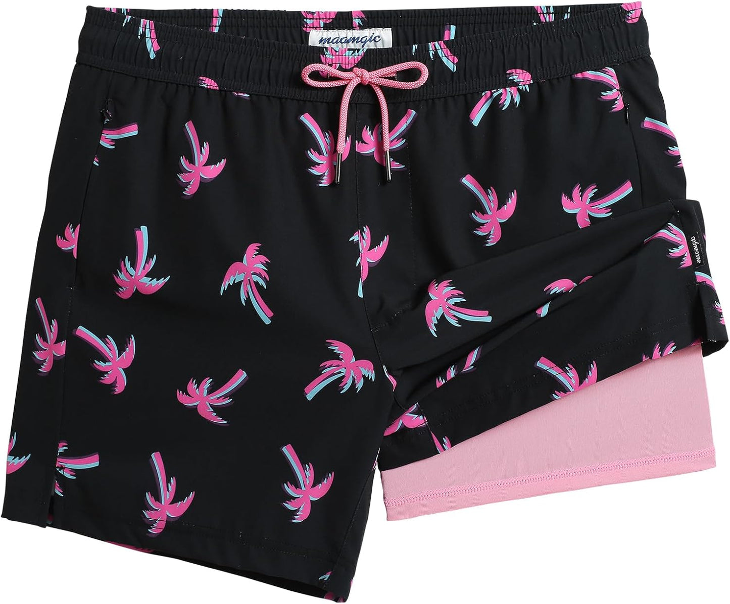 maamgic Mens Swim Trunks with Compression Liner for Comfort