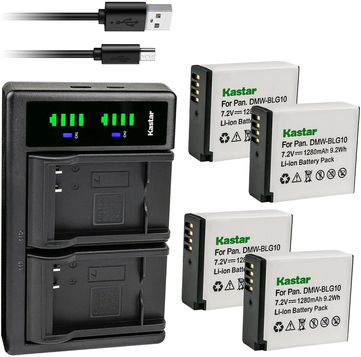 Kastar 4-Pack DMW-BLG10 Battery and USB Charger for Panasonic
