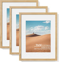 Dreamland 11x14 Picture Frame Solid Oak Wood with Mat - Clean Oak