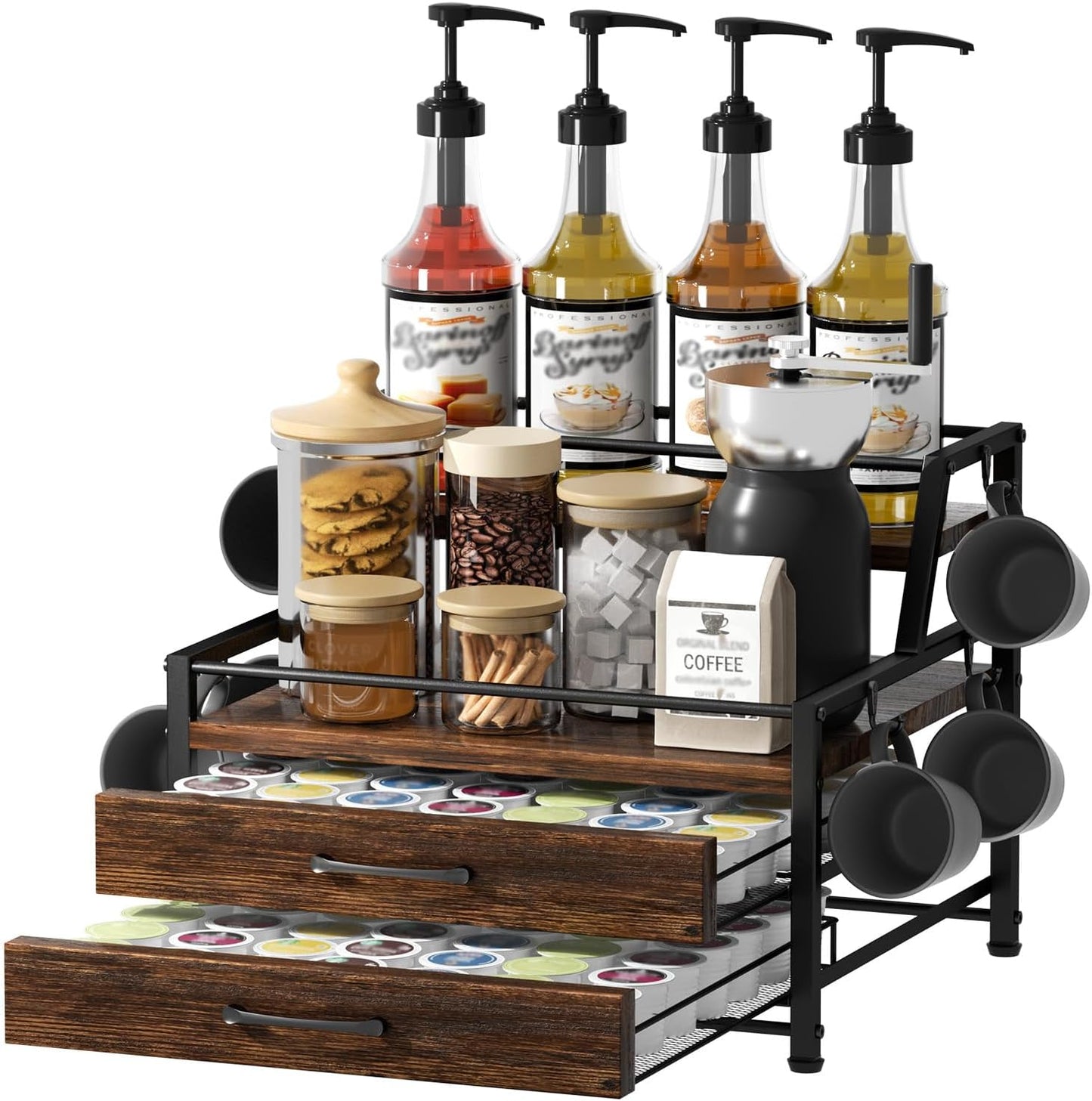 Coffee Syrup Rack Organizer - 4-Tier Stand for Coffee Lovers